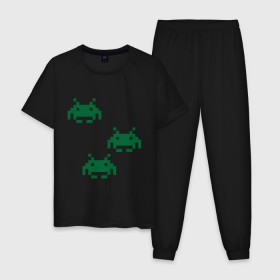 Мужская пижама хлопок с принтом Space invaders 8 bit в городе Новоалтайск, 100% хлопок | брюки и футболка прямого кроя, без карманов, на брюках мягкая резинка на поясе и по низу штанин
 | 8 bit | 8 бит | 8bit | 8бит | space invaders | космические захватчики