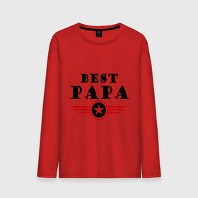Мужской лонгслив хлопок с принтом Best papa logo в городе Новоалтайск, 100% хлопок |  | best papa logo | мужу | отец | папа | папе | подарок папе | самые лучшие