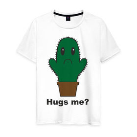 Мужская футболка хлопок с принтом Hugs me? в городе Новоалтайск, 100% хлопок | прямой крой, круглый вырез горловины, длина до линии бедер, слегка спущенное плечо. | обними