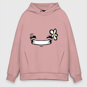 Мужское худи Oversize хлопок с принтом Super Meat Girl Face в городе Новоалтайск, френч-терри — 70% хлопок, 30% полиэстер. Мягкий теплый начес внутри —100% хлопок | боковые карманы, эластичные манжеты и нижняя кромка, капюшон на магнитной кнопке | meat girl | smile | девушкам | рожица | смайл | улыбка