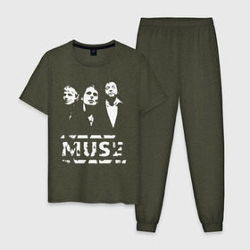 Мужская пижама хлопок с принтом Muse в городе Новоалтайск, 100% хлопок | брюки и футболка прямого кроя, без карманов, на брюках мягкая резинка на поясе и по низу штанин
 | muse | музыка | рок и панк
