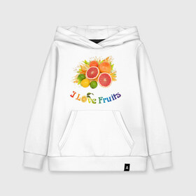 Детская толстовка хлопок i love fruits: в городе Новоалтайск, 100% хлопок | Круглый горловой вырез, эластичные манжеты, пояс, капюшен | frut | апельсин | вкусное | грейпфрут | девушкам | лайм | лимон | фрукты | фрукты и ягоды