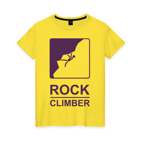 Женская футболка хлопок с принтом Rock climber в городе Новоалтайск, 100% хлопок | прямой крой, круглый вырез горловины, длина до линии бедер, слегка спущенное плечо | climb | rock climber | альпинизм | альпинисты | горы | путь | скалолазанье | скалолазы | спорт