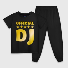 Детская пижама хлопок с принтом Official DJ золото в городе Новоалтайск, 100% хлопок |  брюки и футболка прямого кроя, без карманов, на брюках мягкая резинка на поясе и по низу штанин
 | ди джей | диджей | для dj | клубные | оффициальный диджей