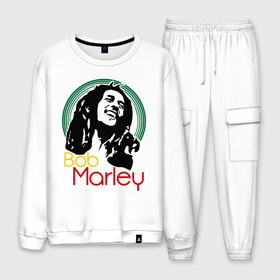 Мужской костюм хлопок с принтом Saint Bob Marley в городе Новоалтайск, 100% хлопок | на свитшоте круглая горловина, мягкая резинка по низу. Брюки заужены к низу, на них два вида карманов: два “обычных” по бокам и два объемных, с клапанами, расположенные ниже линии бедра. Брюки с мягкой трикотажной резинкой на поясе и по низу штанин. В поясе для дополнительного комфорта — широкие завязки | bob marley | saint bob marley | боб марли | музыка | регги