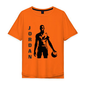 Мужская футболка хлопок Oversize с принтом Michael Jordan в городе Новоалтайск, 100% хлопок | свободный крой, круглый ворот, “спинка” длиннее передней части | michel jordan | nba | джордан | майкл | нба
