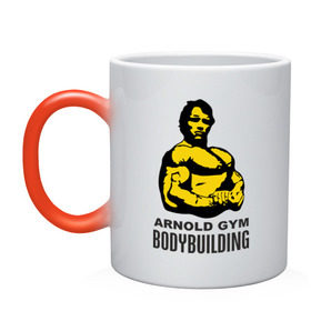 Кружка хамелеон с принтом Arnold bodybuilding в городе Новоалтайск, керамика | меняет цвет при нагревании, емкость 330 мл | arnold | arnold gym bodybuilding | arnold schwarzenegger | арнольд шварценеггер | силовой экстрим