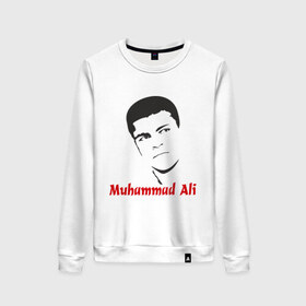 Женский свитшот хлопок с принтом Muhammad Ali (2) в городе Новоалтайск, 100% хлопок | прямой крой, круглый вырез, на манжетах и по низу широкая трикотажная резинка  | мухаммед али