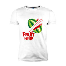 Мужская футболка премиум с принтом Fruit Ninja в городе Новоалтайск, 92% хлопок, 8% лайкра | приталенный силуэт, круглый вырез ворота, длина до линии бедра, короткий рукав | fruit ninja | арбуз | игры | ниндзя | разное | фрукт