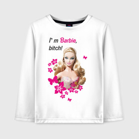 Детский лонгслив хлопок с принтом I m Barbie bitch в городе Новоалтайск, 100% хлопок | круглый вырез горловины, полуприлегающий силуэт, длина до линии бедер | Тематика изображения на принте: 90 | 90 е | barbie | барби | кукла | ностальгия