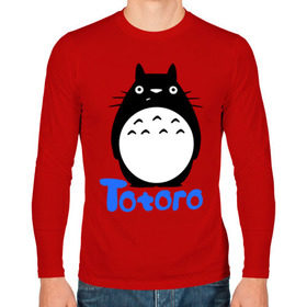 Мужской лонгслив хлопок с принтом Totoro черный в городе Новоалтайск, 100% хлопок |  | anime | totoro | аниме | анимэ. мой сосед тоторо | тоторо