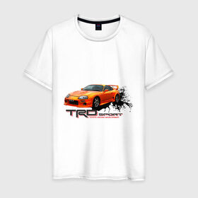 Мужская футболка хлопок с принтом toyota supra TRD в городе Новоалтайск, 100% хлопок | прямой крой, круглый вырез горловины, длина до линии бедер, слегка спущенное плечо. | tourer | toyota supra | супра | тойота | японские автомобили