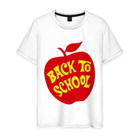 Мужская футболка хлопок с принтом Back to school в городе Новоалтайск, 100% хлопок | прямой крой, круглый вырез горловины, длина до линии бедер, слегка спущенное плечо. | Тематика изображения на принте: 