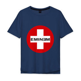 Мужская футболка хлопок Oversize с принтом Eminem знак в городе Новоалтайск, 100% хлопок | свободный крой, круглый ворот, “спинка” длиннее передней части | eminm | slim shady | еминем | реп | репчик | рэп