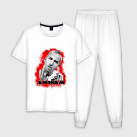 Мужская пижама хлопок с принтом Eminem blood в городе Новоалтайск, 100% хлопок | брюки и футболка прямого кроя, без карманов, на брюках мягкая резинка на поясе и по низу штанин
 | Тематика изображения на принте: eminm | slim shady | еминем | реп | репчик | рэп