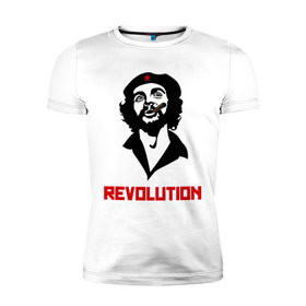 Мужская футболка премиум с принтом Che Guevara Revolution в городе Новоалтайск, 92% хлопок, 8% лайкра | приталенный силуэт, круглый вырез ворота, длина до линии бедра, короткий рукав | Тематика изображения на принте: че гевара