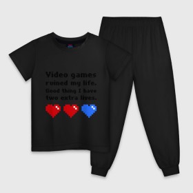 Детская пижама хлопок с принтом video games ruined my life в городе Новоалтайск, 100% хлопок |  брюки и футболка прямого кроя, без карманов, на брюках мягкая резинка на поясе и по низу штанин
 | 8 bit | 8 бит | 8bit | 8бит | видеоигры | игры