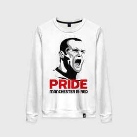 Женский свитшот хлопок с принтом Pride Rooney в городе Новоалтайск, 100% хлопок | прямой крой, круглый вырез, на манжетах и по низу широкая трикотажная резинка  | manchester unided | манчестер | манчестр юнайтед | прайд руни