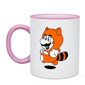 Кружка двухцветная с принтом Mario In Tanooki Suit в городе Новоалтайск, керамика | объем — 330 мл, диаметр — 80 мм. Цветная ручка и кайма сверху, в некоторых цветах — вся внутренняя часть | nintendo | марио | нинтендо