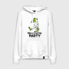 Женская толстовка хлопок с принтом Halloween party-зомби в городе Новоалтайск, френч-терри, мягкий теплый начес внутри (100% хлопок) | карман-кенгуру, эластичные манжеты и нижняя кромка, капюшон с подкладом и шнурком | зомби