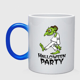 Кружка хамелеон с принтом Halloween party-зомби в городе Новоалтайск, керамика | меняет цвет при нагревании, емкость 330 мл | зомби