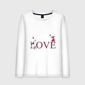 Женский лонгслив хлопок с принтом Red heart sheep в городе Новоалтайск, 100% хлопок |  | love | девушкам | женские | любовь | овечки | сердечки | сердца