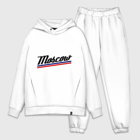 Мужской костюм хлопок OVERSIZE с принтом Moscow logo blue red в городе Новоалтайск,  |  | moscow | москва