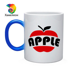 Кружка хамелеон с принтом Яблоко apple в городе Новоалтайск, керамика | меняет цвет при нагревании, емкость 330 мл | Тематика изображения на принте: apple | яблоко