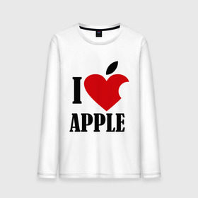 Мужской лонгслив хлопок с принтом i love apple с листиком в городе Новоалтайск, 100% хлопок |  | Тематика изображения на принте: apple | джобс | телефон | яблоко