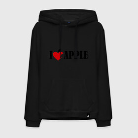 Мужская толстовка хлопок с принтом love apple с листиком в городе Новоалтайск, френч-терри, мягкий теплый начес внутри (100% хлопок) | карман-кенгуру, эластичные манжеты и нижняя кромка, капюшон с подкладом и шнурком | Тематика изображения на принте: джобс | комуникатор | телефон | яблоко