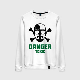 Женский свитшот хлопок с принтом Danger Toxic в городе Новоалтайск, 100% хлопок | прямой крой, круглый вырез, на манжетах и по низу широкая трикотажная резинка  | danger | danger toxic | toxic | кино | мультфильмы и тв | опасно таксин