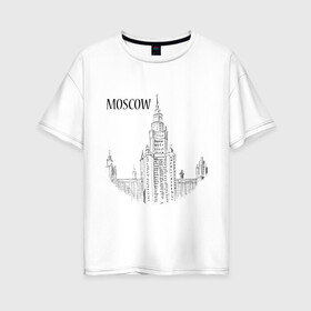 Женская футболка хлопок Oversize с принтом MOSCOW (эскиз) в городе Новоалтайск, 100% хлопок | свободный крой, круглый ворот, спущенный рукав, длина до линии бедер
 | кремль | москва | россия