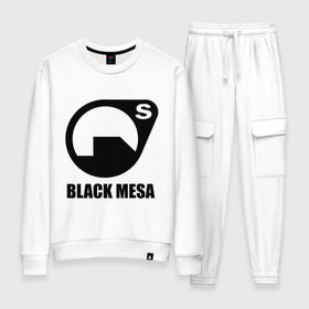 Женский костюм хлопок с принтом Black mesa Black logo в городе Новоалтайск, 100% хлопок | на свитшоте круглая горловина, мягкая резинка по низу. Брюки заужены к низу, на них два вида карманов: два 