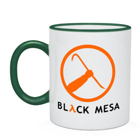 Кружка двухцветная с принтом Black mesa Orange logo в городе Новоалтайск, керамика | объем — 330 мл, диаметр — 80 мм. Цветная ручка и кайма сверху, в некоторых цветах — вся внутренняя часть | black mesa | игры | компьютерные игры