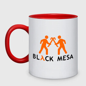 Кружка двухцветная с принтом Black mesa Orange men в городе Новоалтайск, керамика | объем — 330 мл, диаметр — 80 мм. Цветная ручка и кайма сверху, в некоторых цветах — вся внутренняя часть | black mesa | игры | компьютерные игры