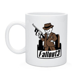 Кружка с принтом Fallout Man with gun в городе Новоалтайск, керамика | объем — 330 мл, диаметр — 80 мм. Принт наносится на бока кружки, можно сделать два разных изображения | fallout | логотип | постапокалиптические | фаллаут | фоллаут