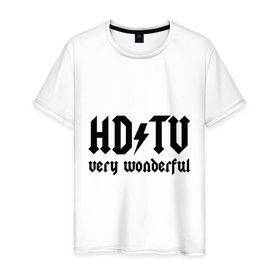 Мужская футболка хлопок с принтом HD TV - Very Wonderful в городе Новоалтайск, 100% хлопок | прямой крой, круглый вырез горловины, длина до линии бедер, слегка спущенное плечо. | acdc | антибренд | высокое разрешение | изображение | музыка | пиксели | телевидение | хорошее качество