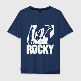 Мужская футболка хлопок Oversize с принтом Рокки Бальбоа (Rocky) в городе Новоалтайск, 100% хлопок | свободный крой, круглый ворот, “спинка” длиннее передней части | rocky | рокки | рокки бальбоа