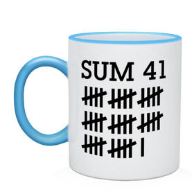 Кружка двухцветная с принтом Sum 41 black в городе Новоалтайск, керамика | объем — 330 мл, диаметр — 80 мм. Цветная ручка и кайма сверху, в некоторых цветах — вся внутренняя часть | sum 41 | музыка | панк рок | рок | сам 41
