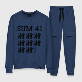 Женский костюм хлопок с принтом Sum 41 black в городе Новоалтайск, 100% хлопок | на свитшоте круглая горловина, мягкая резинка по низу. Брюки заужены к низу, на них два вида карманов: два 