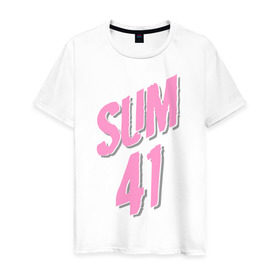 Мужская футболка хлопок с принтом Sum 41 pink в городе Новоалтайск, 100% хлопок | прямой крой, круглый вырез горловины, длина до линии бедер, слегка спущенное плечо. | rock | музыка | музыкальные стили | панк | панк рок | рок
