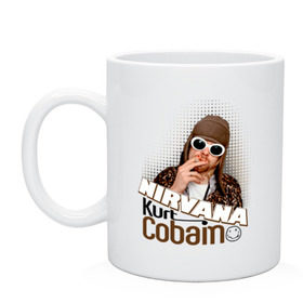 Кружка с принтом Kurt Cobain в очках в городе Новоалтайск, керамика | объем — 330 мл, диаметр — 80 мм. Принт наносится на бока кружки, можно сделать два разных изображения | kurt cobain | kurt cobain в очках | nirvana | музыка | нирвана