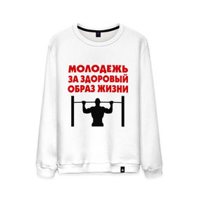 Мужской свитшот хлопок с принтом Здоровый образ жизни в городе Новоалтайск, 100% хлопок |  | здоровый образ жизни | зож | молодежь | турник