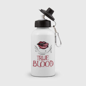 Бутылка спортивная с принтом true blood в городе Новоалтайск, металл | емкость — 500 мл, в комплекте две пластиковые крышки и карабин для крепления | true blood | вампиры | настоящая кровь | сериалы | тв сериалы