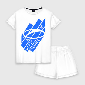 Женская пижама с шортиками хлопок с принтом A state of trance в городе Новоалтайск, 100% хлопок | футболка прямого кроя, шорты свободные с широкой мягкой резинкой | a state of trance | armin | armin van buuren | asot | армин