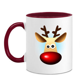 Кружка двухцветная с принтом WOW Deer в городе Новоалтайск, керамика | объем — 330 мл, диаметр — 80 мм. Цветная ручка и кайма сверху, в некоторых цветах — вся внутренняя часть | 2013 | happy new year | new year | год змеи | дед мороз | новый год | олень