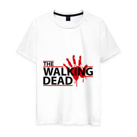 Мужская футболка хлопок с принтом The Walking Dead, кровавый след в городе Новоалтайск, 100% хлопок | прямой крой, круглый вырез горловины, длина до линии бедер, слегка спущенное плечо. | живые мертвецы | кино | кровь | ладонь | отпечаток | пальцы | рука | сериал | телевидение | телесериал | ходячие мертвецы