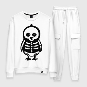 Женский костюм хлопок с принтом Рентген пингвина в городе Новоалтайск, 100% хлопок | на свитшоте круглая горловина, мягкая резинка по низу. Брюки заужены к низу, на них два вида карманов: два 