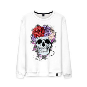 Мужской свитшот хлопок с принтом Glam rock skull в городе Новоалтайск, 100% хлопок |  | glam | glamour rock | rock | глам | рок | рок музыка | череп