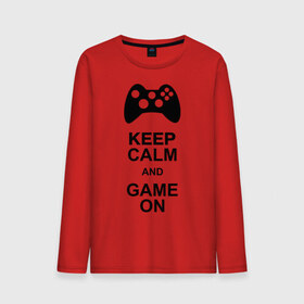 Мужской лонгслив хлопок с принтом Keep calm and game on в городе Новоалтайск, 100% хлопок |  | game on | keep calm | джойстик | игра | играй | приставка